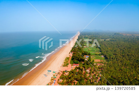 Gokarna Beach aerial panoramic view in India Gokarna Beach aerial panoramic view in India 139720585