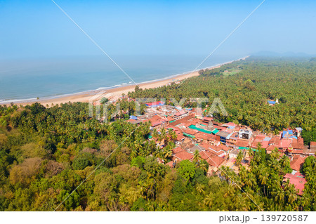 Gokarna town aerial panoramic view in India 139720587