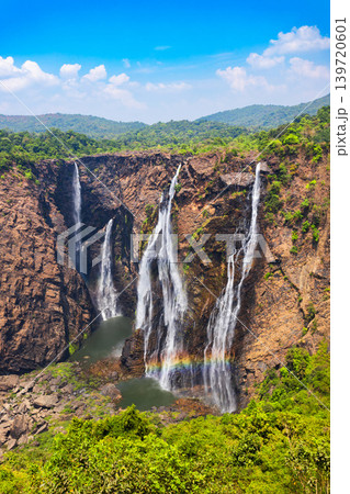 Jog Falls aerial panoramic view in Karnataka state, India 139720601