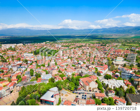 Kazanlak city centre aerial panoramic view in Bulgaria Kazanlak city centre aerial panoramic view in Bulgaria 139720718