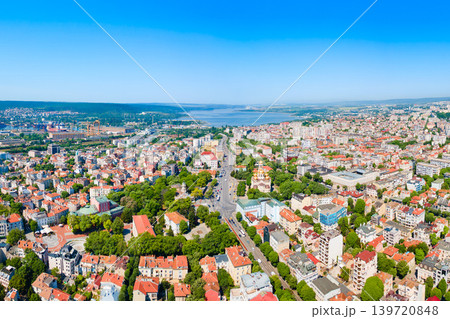 Dormition of Mother of God Cathedral aerial panoramic view, Varna 139720848