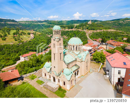 Nativity of Virgin Mary Cathedral aerial view, Veliko Tarnovo 139720850