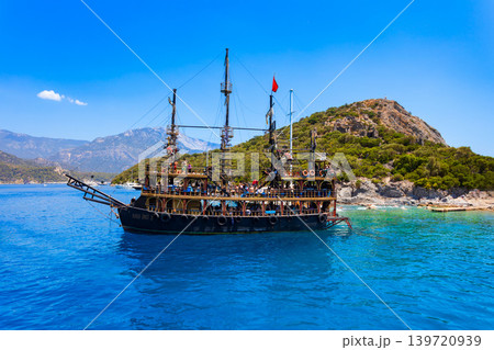 Boat at the Gemiler or St. Nicholas Island in Turkey Boat at the Gemiler or St. Nicholas Island in Turkey 139720939