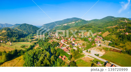 Panoramic aerial view of Mokra Gora village in mountains, Serbia 139720999