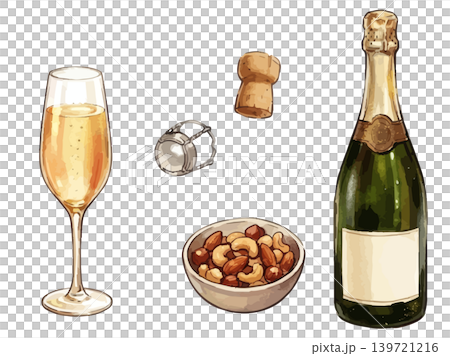 Illustrations of red wine, white wine, and sparkling wine Illustrations of red wine, white wine, and sparkling wine 139721216