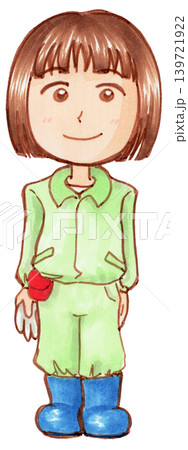 作業服を着て立つ女性 139721922