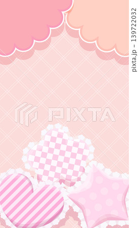 ピンク色のファンシーなフリフリクッションの縦長背景素材 ピンク色のファンシーなフリフリクッションの縦長背景素材 139722032