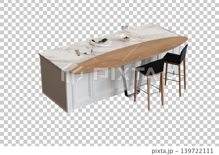 Kitchen furniture isolated on transparent background, 3d illustration, cg render Kitchen furniture isolated on transparent background, 3d illustration, cg render 139722111