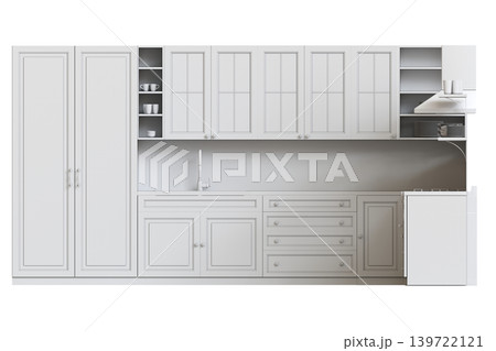 Kitchen furniture isolated on transparent background, 3d illustration, cg render 139722121
