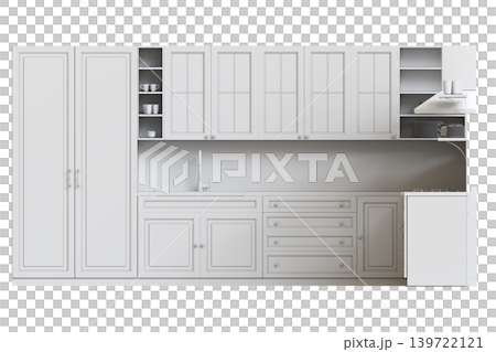 Kitchen furniture isolated on transparent background, 3d illustration, cg render Kitchen furniture isolated on transparent background, 3d illustration, cg render 139722121