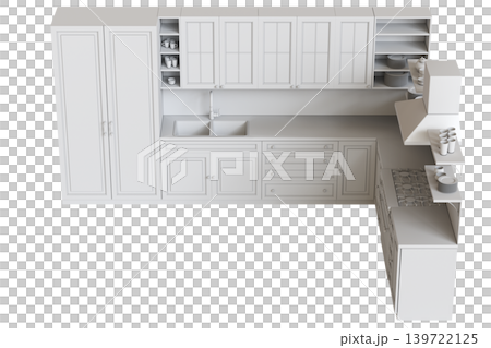 Kitchen furniture isolated on transparent background, 3d illustration, cg render 139722125