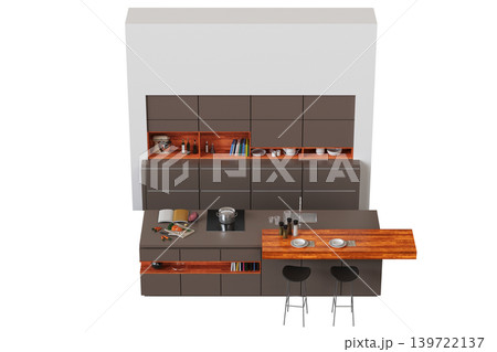 Kitchen furniture isolated on transparent background, 3d illustration, cg render Kitchen furniture isolated on transparent background, 3d illustration, cg render 139722137