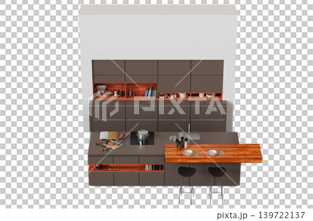 Kitchen furniture isolated on transparent background, 3d illustration, cg render Kitchen furniture isolated on transparent background, 3d illustration, cg render 139722137