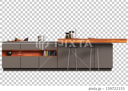 Kitchen furniture isolated on transparent background, 3d illustration, cg render Kitchen furniture isolated on transparent background, 3d illustration, cg render 139722153
