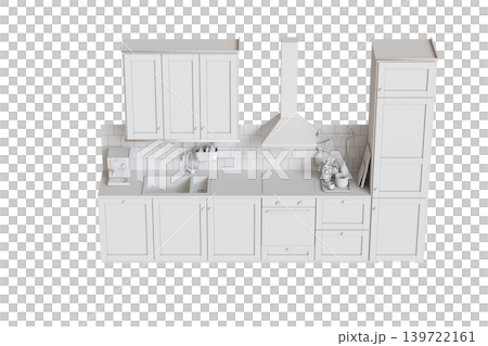 Kitchen furniture isolated on transparent background, 3d illustration, cg render Kitchen furniture isolated on transparent background, 3d illustration, cg render 139722161