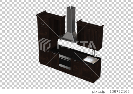 Kitchen furniture isolated on transparent background, 3d illustration, cg render Kitchen furniture isolated on transparent background, 3d illustration, cg render 139722163