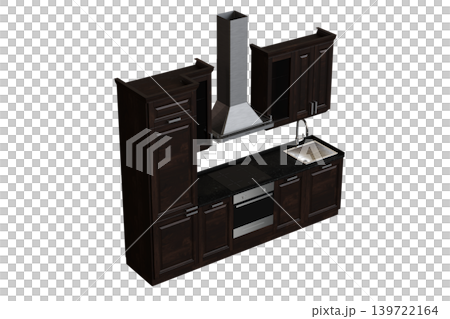 Kitchen furniture isolated on transparent background, 3d illustration, cg render Kitchen furniture isolated on transparent background, 3d illustration, cg render 139722164