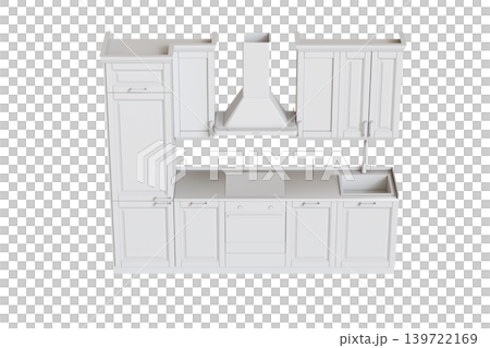 Kitchen furniture isolated on transparent background, 3d illustration, cg render Kitchen furniture isolated on transparent background, 3d illustration, cg render 139722169