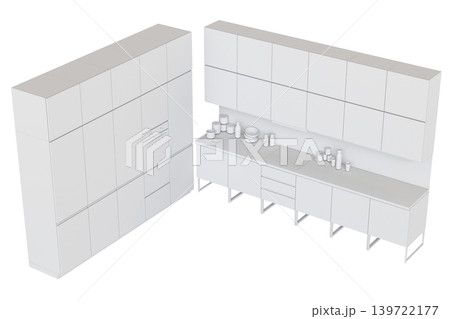 Kitchen furniture isolated on transparent background, 3d illustration, cg render Kitchen furniture isolated on transparent background, 3d illustration, cg render 139722177