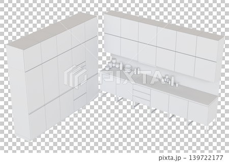 Kitchen furniture isolated on transparent background, 3d illustration, cg render Kitchen furniture isolated on transparent background, 3d illustration, cg render 139722177