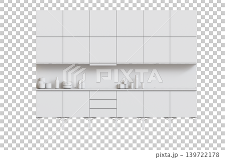 Kitchen furniture isolated on transparent background, 3d illustration, cg render 139722178