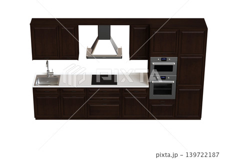 Kitchen furniture isolated on transparent background, 3d illustration, cg render Kitchen furniture isolated on transparent background, 3d illustration, cg render 139722187