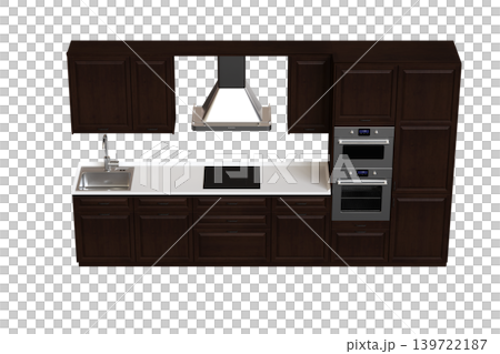 Kitchen furniture isolated on transparent background, 3d illustration, cg render Kitchen furniture isolated on transparent background, 3d illustration, cg render 139722187
