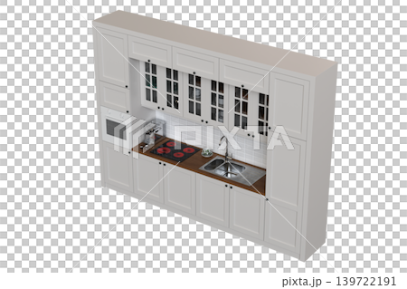 Kitchen furniture isolated on transparent background, 3d illustration, cg render Kitchen furniture isolated on transparent background, 3d illustration, cg render 139722191