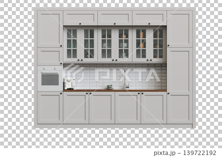 Kitchen furniture isolated on transparent background, 3d illustration, cg render Kitchen furniture isolated on transparent background, 3d illustration, cg render 139722192