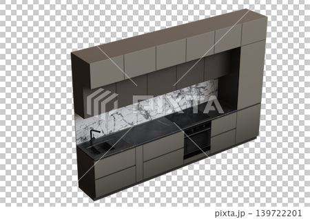Kitchen furniture isolated on transparent background, 3d illustration, cg render Kitchen furniture isolated on transparent background, 3d illustration, cg render 139722201