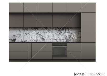 Kitchen furniture isolated on transparent background, 3d illustration, cg render 139722202