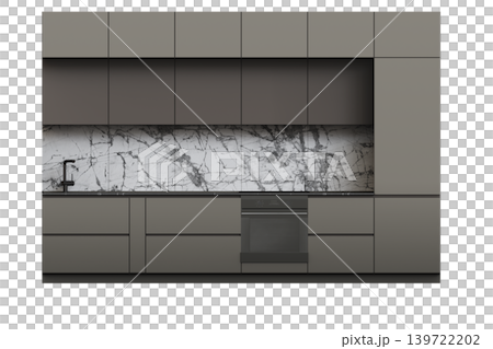 Kitchen furniture isolated on transparent background, 3d illustration, cg render Kitchen furniture isolated on transparent background, 3d illustration, cg render 139722202