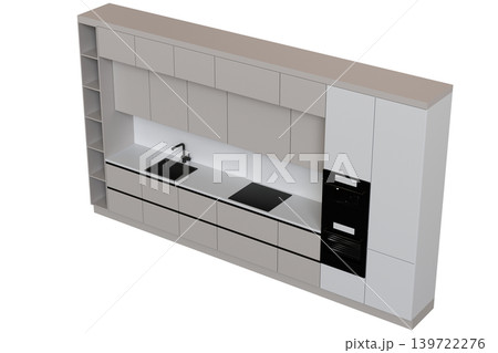 Kitchen furniture isolated on transparent background, 3d illustration, cg render 139722276