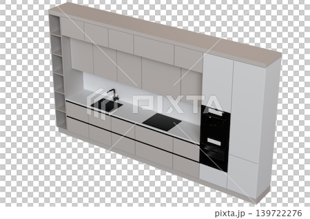 Kitchen furniture isolated on transparent background, 3d illustration, cg render Kitchen furniture isolated on transparent background, 3d illustration, cg render 139722276