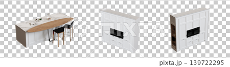 Kitchen furniture isolated on transparent background, 3d illustration, cg render Kitchen furniture isolated on transparent background, 3d illustration, cg render 139722295