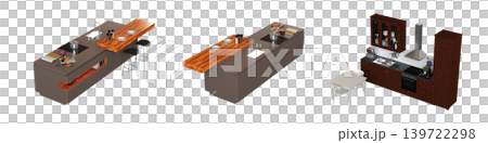 Kitchen furniture isolated on transparent background, 3d illustration, cg render Kitchen furniture isolated on transparent background, 3d illustration, cg render 139722298
