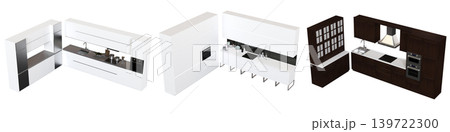 Kitchen furniture isolated on transparent background, 3d illustration, cg render Kitchen furniture isolated on transparent background, 3d illustration, cg render 139722300