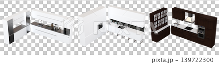 Kitchen furniture isolated on transparent background, 3d illustration, cg render Kitchen furniture isolated on transparent background, 3d illustration, cg render 139722300