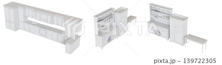 Kitchen furniture isolated on transparent background, 3d illustration, cg render 139722305