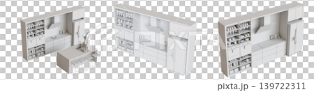 Kitchen furniture isolated on transparent background, 3d illustration, cg render Kitchen furniture isolated on transparent background, 3d illustration, cg render 139722311