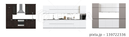 Kitchen furniture isolated on transparent background, 3d illustration, cg render 139722336