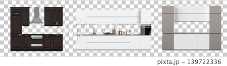 Kitchen furniture isolated on transparent background, 3d illustration, cg render Kitchen furniture isolated on transparent background, 3d illustration, cg render 139722336