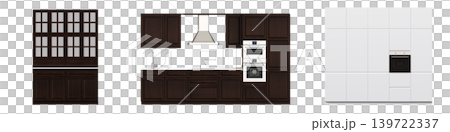 Kitchen furniture isolated on transparent background, 3d illustration, cg render Kitchen furniture isolated on transparent background, 3d illustration, cg render 139722337