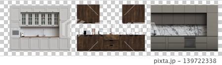 Kitchen furniture isolated on transparent background, 3d illustration, cg render Kitchen furniture isolated on transparent background, 3d illustration, cg render 139722338