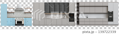 Kitchen furniture isolated on transparent background, 3d illustration, cg render Kitchen furniture isolated on transparent background, 3d illustration, cg render 139722339