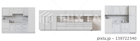 Kitchen furniture isolated on transparent background, 3d illustration, cg render 139722340