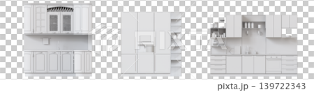 Kitchen furniture isolated on transparent background, 3d illustration, cg render Kitchen furniture isolated on transparent background, 3d illustration, cg render 139722343