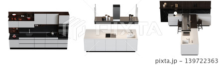 Kitchen furniture isolated on transparent background, 3d illustration, cg render Kitchen furniture isolated on transparent background, 3d illustration, cg render 139722363