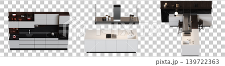 Kitchen furniture isolated on transparent background, 3d illustration, cg render Kitchen furniture isolated on transparent background, 3d illustration, cg render 139722363