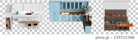 Kitchen furniture isolated on transparent background, 3d illustration, cg render Kitchen furniture isolated on transparent background, 3d illustration, cg render 139722366